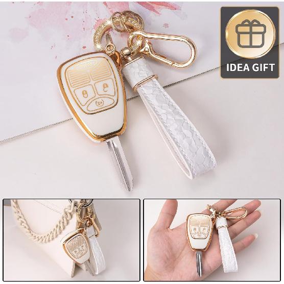 for Jeep Key Fob Cover with Keychain Lanyard, Key Case Protection Fit for Jeep Wrangler Compass 2007-2018/Dodge Ram Durango 2007-2009 Caliber Smart