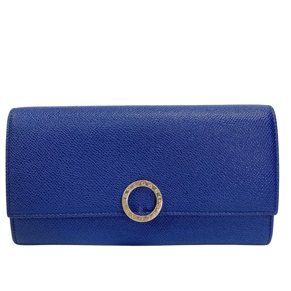 BVLGARI Flap Bicolor Be zero one leather Purse blue leather mens Used