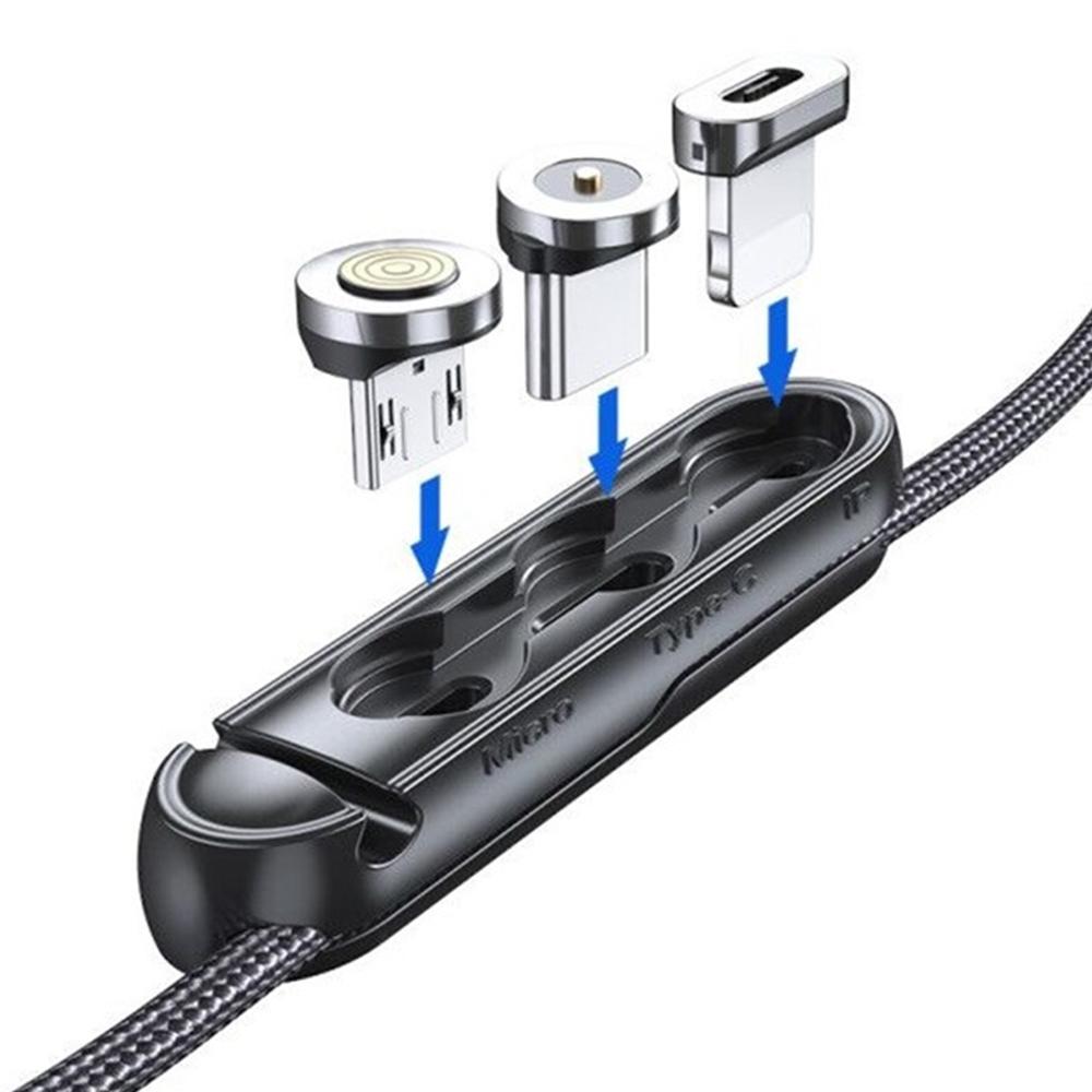 

3-in-1 Storage Base for Micro/Type-C/iP Magnetic Plug Adapter Cable Organizer A