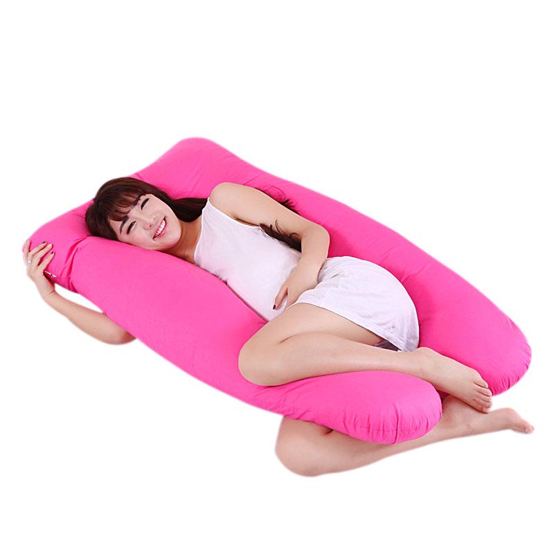 

Sleeping Support Pillow Cover For Pregnant Women Body Cotton U Shape Maternity Pillow Sleepers cover (do not include core ) рожевий червоний колір