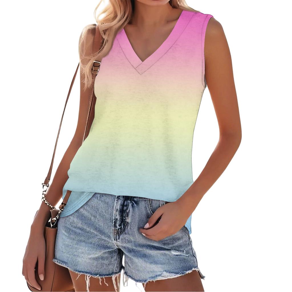 Women's Fashionable Casual Everyday Versatile Gradient Print Slim-Fit Summer Tank Top