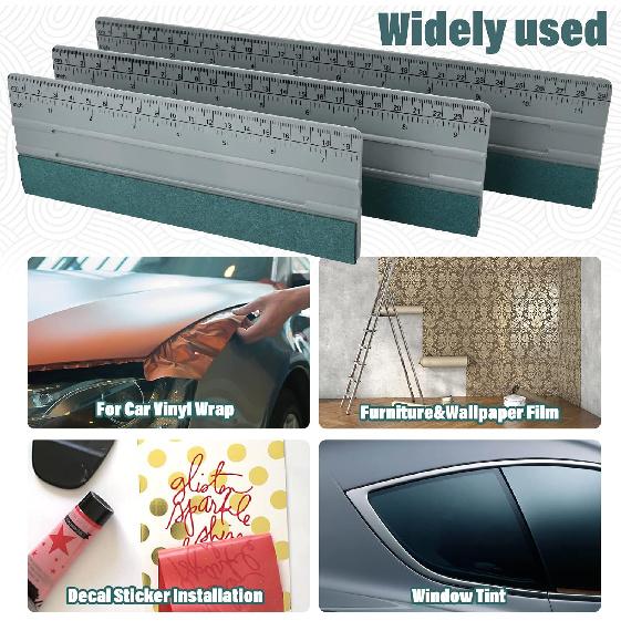 EHDIS Large Vinyl Squeegee Window Tint Tool 3PCS Big Size Felt Edge Wrap Scraper For Vinyl Graphic Decal Car Wrapping Applicator Wallpaper Smoothing