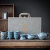 High-grade ceramic Kung Fu tea set, creative ice crack glaze, Ge kiln opening, household teapot, tea set, business gift