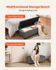 Storage Ottoman Bench, Button-Tufted End of Bed Bench with Side Bags, Flip-up Upholstered Storage Chest with Metal Frame, Linen Bed Ottoman for Living