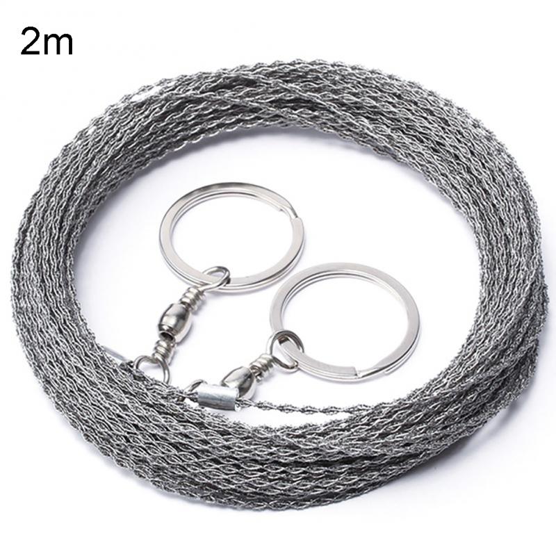3/2/1m Stainless Steel Wire Saw Camping Hiking Bold Travel Wire Kits With Finger Handle Portable Outdoor Emergency Survive Tool