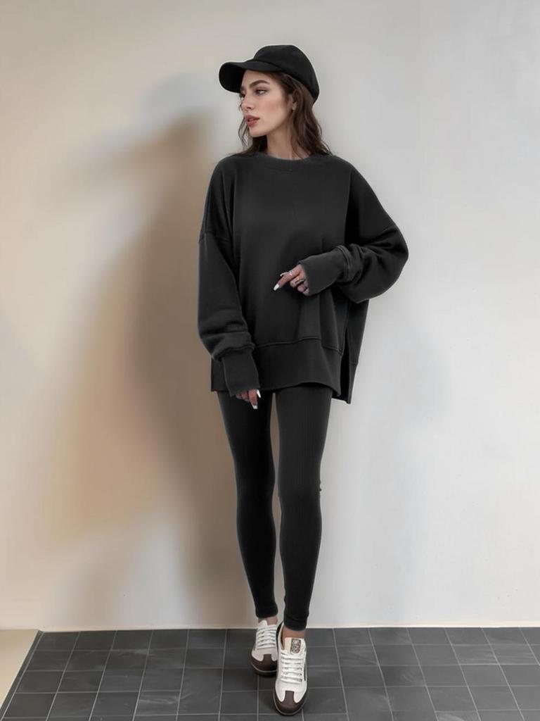 Women's European & American Casual Loose Sweatshirt and Skinny Pants Set - 2025 Autumn/Winter Collection