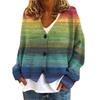 YNN-VK01 V-Neck Printed Cardigan Sweater with 3 Buttons - New Arrival