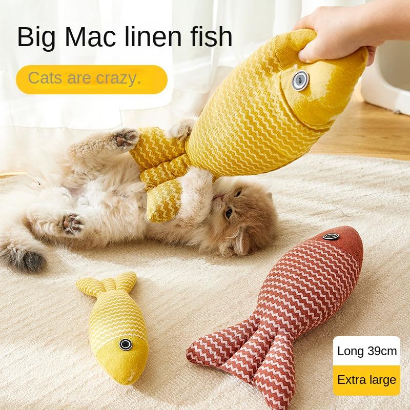 Catnip Cat Toy Plush Fish for Cats Interactive Self-Play Kicker Toy Durable Bite-Resistant Teaser for Indoor Kittens