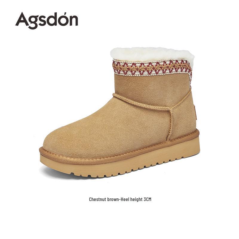 Augusden Dam Casual Vinter Snökängor med Foder av Fleece och Tjocka Sulan