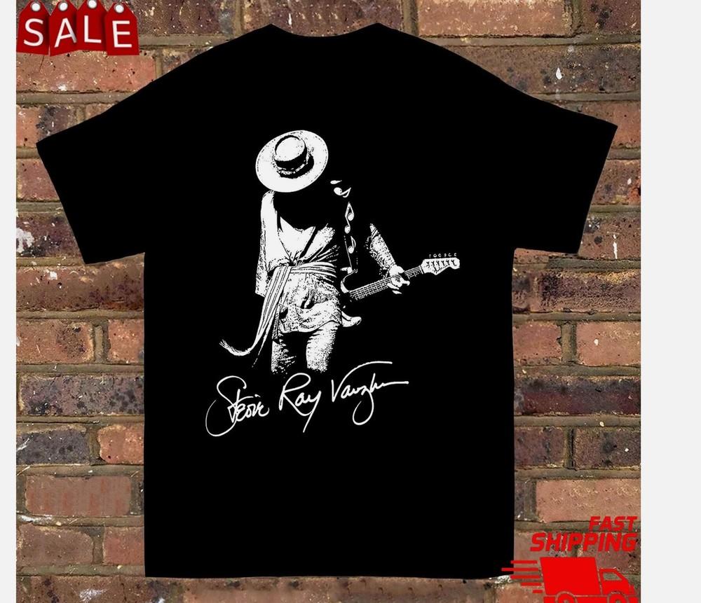 Stevie Ray Vaughan Signature TShirt Short Sleeve Black Women Men S to 5XL Unisex T-Shirt XL