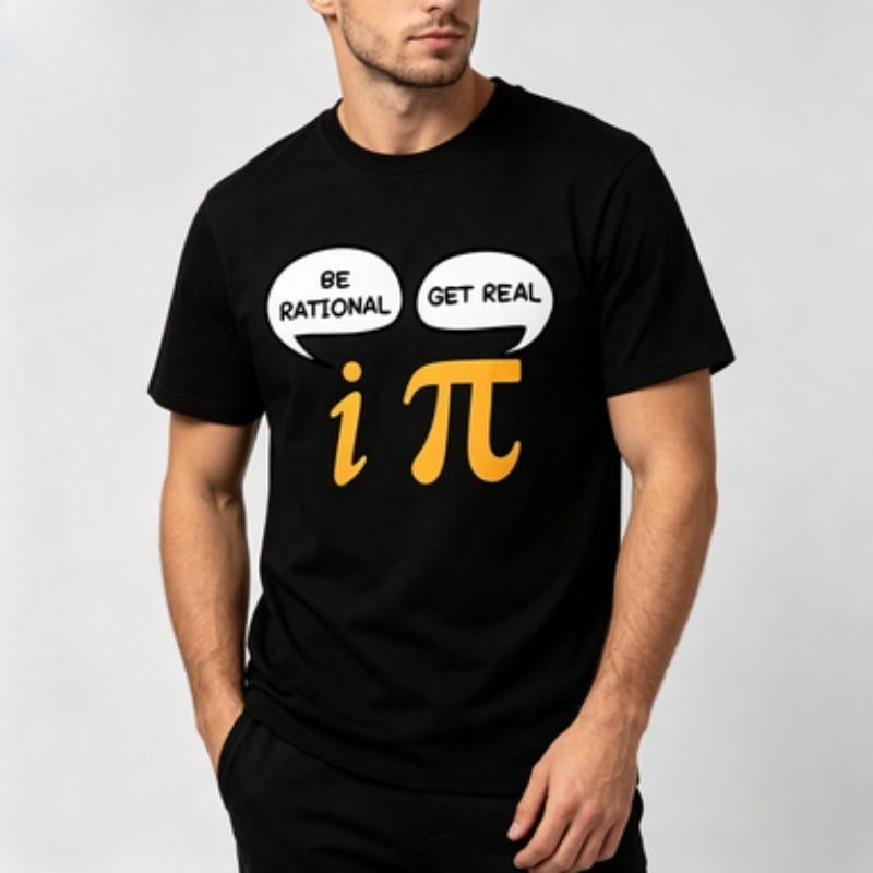 Unisex 100 Cotton T Shirt Be Rational Get Real I Pi Math Joke Graphic Nerd Mathematics Lover Casual Male Short Sleeve Tee Tops