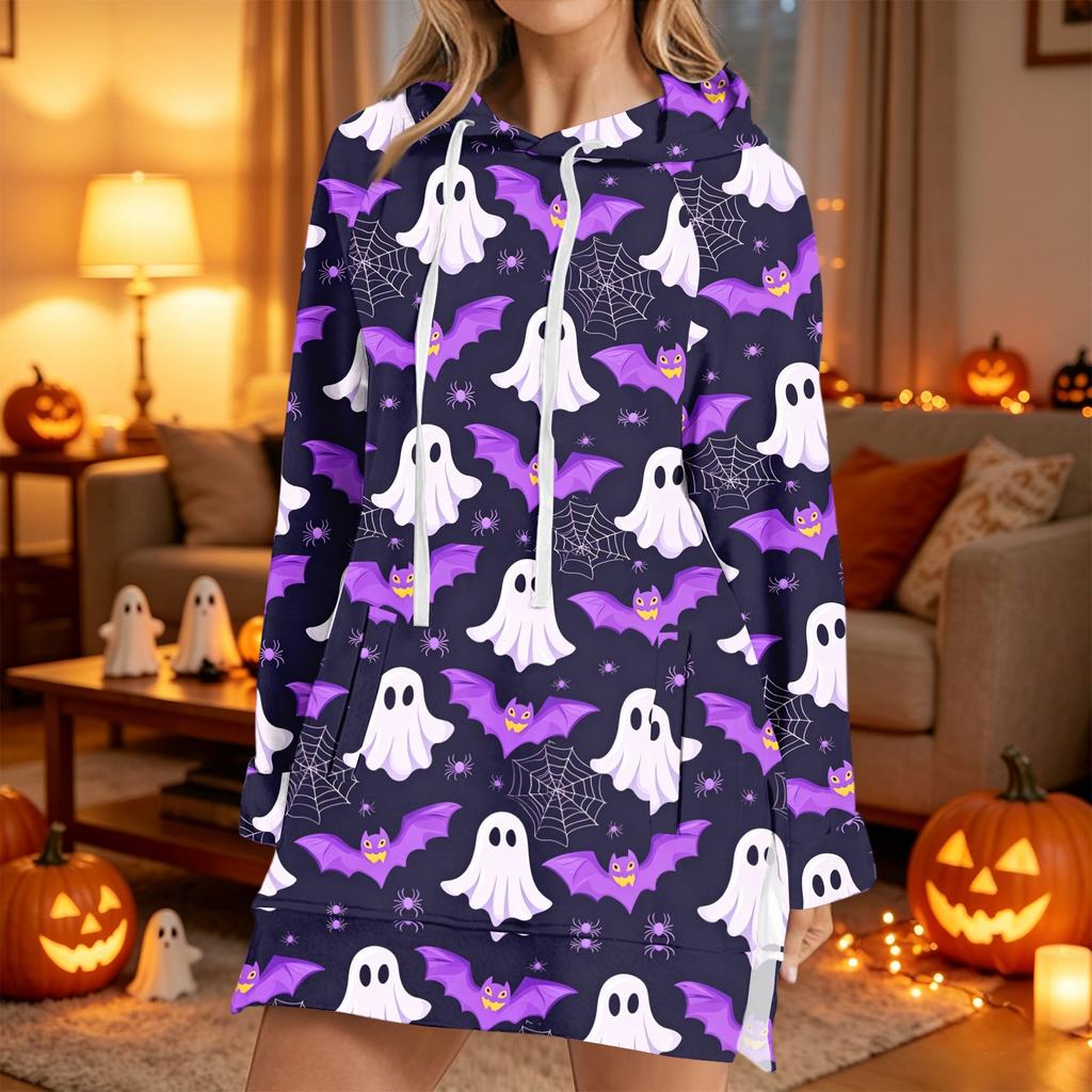 Women's Casual Long Sleeve Halloween Print Hoodie Pullover Top