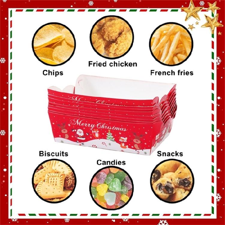 Bulk Disposable Christmas Snacks Boxes Paper Trays For Holiday Parties Paper Structure Festival Decoration