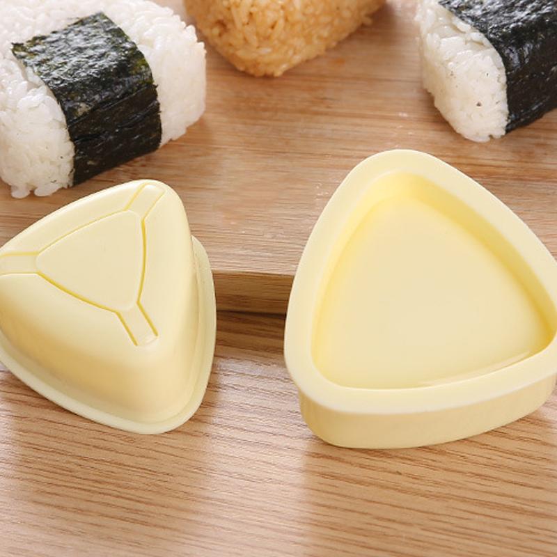 2Pcs Diy Yellow Sushi Mold Onigiri Rice Ball Food Press Triangular Sushi Maker Mold Japanese Home Kitchen Bento Accessories Tool