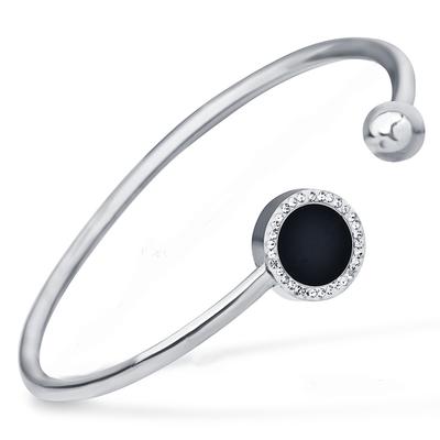 New Simple Ins Titanium Steel Open-End Ladies' Bracelet Fashion Inlaid Zirconium Bracelet