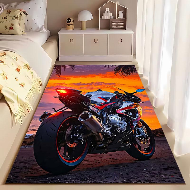 Sport Motorcycle Sunset Design Suitable As a Non-slip Mat for the Living Room or Bedroom Sofa