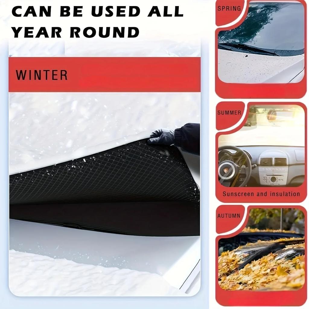 Universal Magnetic Car Window Snow Cover With Reflective Strips Waterproof Thicken Anti Freeze Four Seasons Windshield Cover