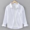 Spring and Summer Cotton and Linen Long-sleeved Shirt for Men Casual Loose Linen Men's Shirt Literary Hemp Material