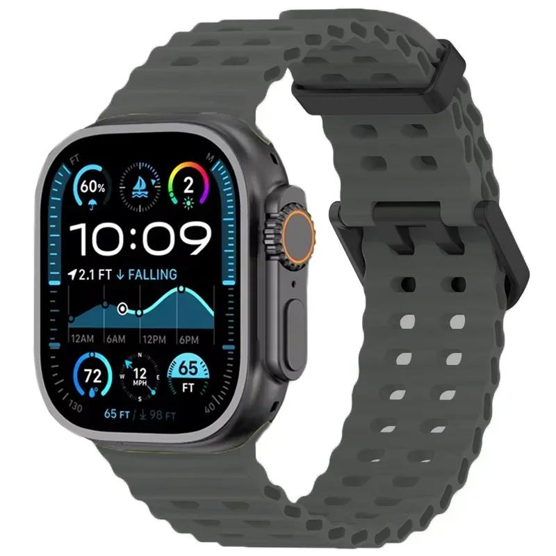 

Soft Silicone Strap for Apple Watch Ultra 3/2 Strap 49mm 46mm 45mm 44mm Ocean Bracelet band iWatch Series 11 10 Ultra 9 8 7 6 SE Ultra 3 2 1 49mm