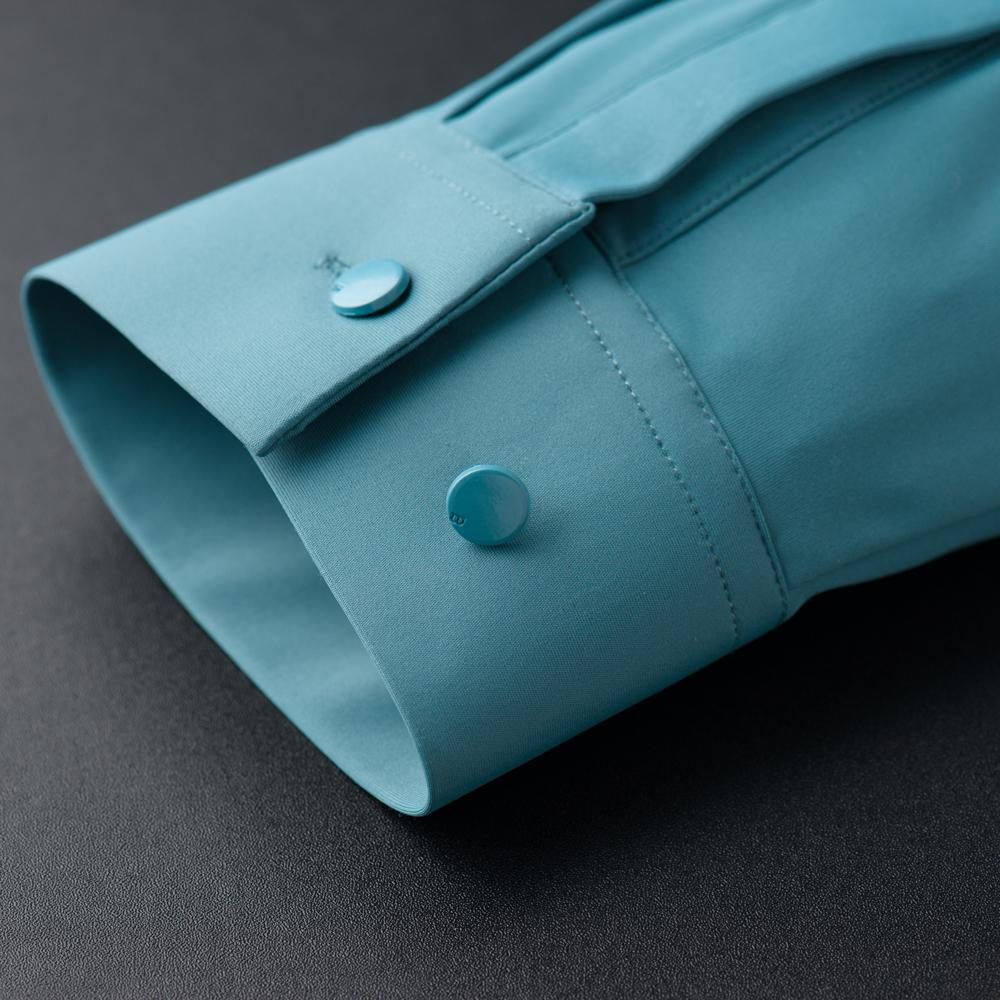 Men's Non-Iron Stretch Formal Long Sleeve Dress Shirt - Solid Color Pocketless Comfort, Classic Fit Quality Fabric for Business Office