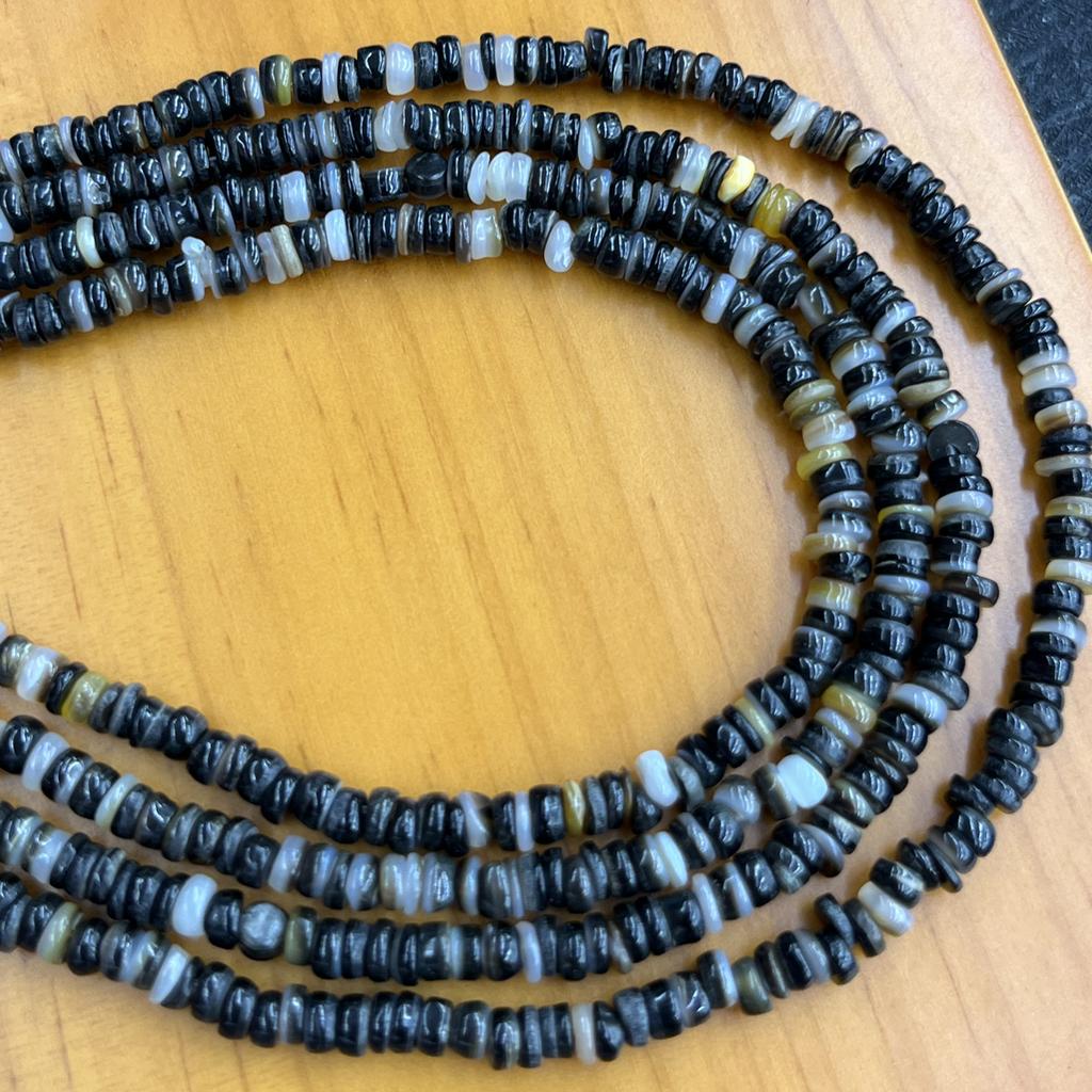 Natural Shell Beads 5×5mm, 38cm Strand Mixed Black Yellow Flat Round Heishi Spacer Beads for DIY Bracelet Necklace Jewelry Making