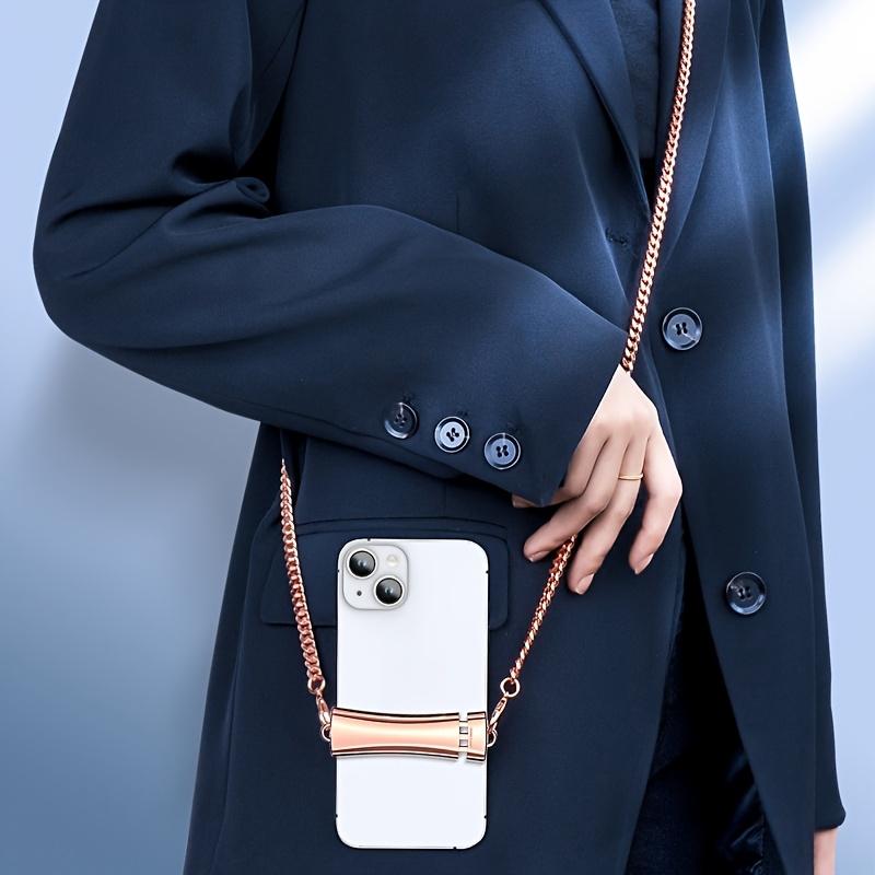 

Stainless Steel Phone Back Clip Strap | Adjustable Crossbody Neck Lanyard with Mirror Finish | Anti-Lost Mobile Accessory for Women