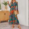 Women Retro Printed Long-sleeved Comfortable Loose Dress, Elegant Dress