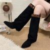 Women's High Boots Sexy High Heels Pointed Toe Suede Leopard Shoes  Fashion New Pumps Ankle Chelsea Boots Winter Mujer Botas