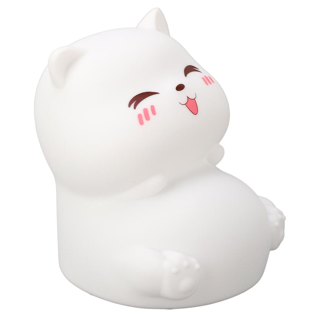 Silicone Night Lamp Cute Cat Tap Control   Color Rechargeable Soft Night Light for Bedroom