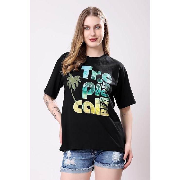 Cotton Blend Graphic Printed Top Indian Bollywood Oversized T-shirt Pack Of 2