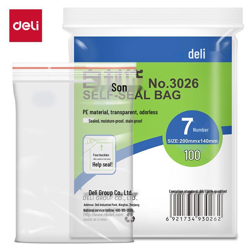 Deli Transparent Self-Sealing Storage Bags