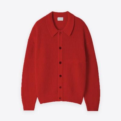 Giacca Cardigan Lavorata a Maglia da Uomo Stile Coreano con Revers Maglione Tinta Unita Maniche Lunghe Top