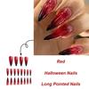 24 Stück Blutrot Falsche Nägel Gradient Lange Spitze Falsche Nagelpatches Vollabdeckung Tragbare Falsche Nagelspitzen Halloween Maniküre-Sets