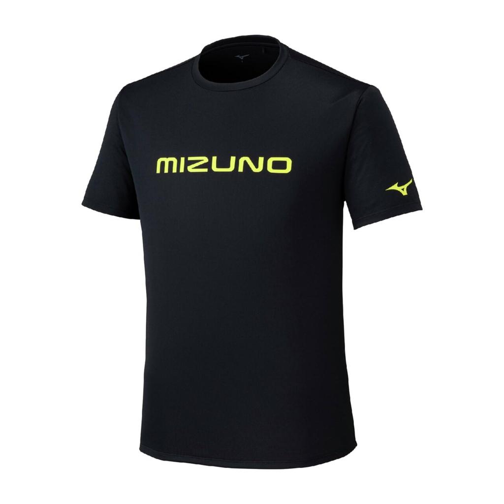 Mizuno Table Tennis Game Short JTTA Yellow Shirt, Sleeve, U-Neck, Unisex, Moisture-Wicking, Quick-Drying, Certified, 82JAA110, Black/Safety