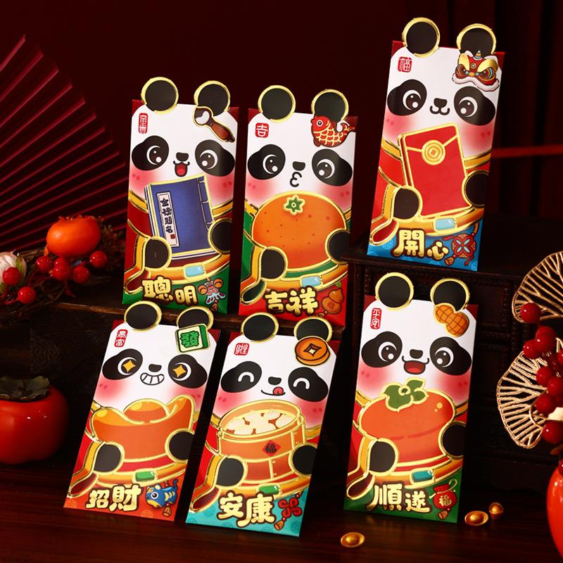 6 Stück 2026 Jahr des Pferdes Rote Umschläge Glücksgeldbeutel Frühlingsfest Segens-Tasche Rotes Päckchen Jahresdekoration Geschenk