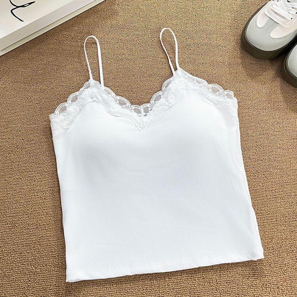 Lacy Strap Tank Top For Women With 3d Embroidery And Sheer Mesh Fabric Perfect For Spring Fashion