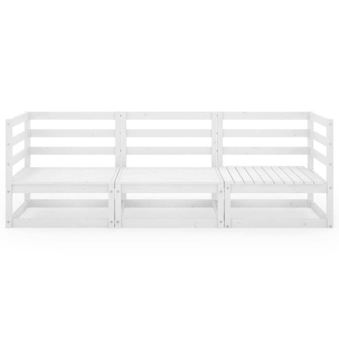 VidaXL Canapé à 3 Places de Jardin Sofa de Terrasse Meuble de Terrasse Canapé d'Extérieur Meuble d'Extérieur Blanc Bois de 3075320