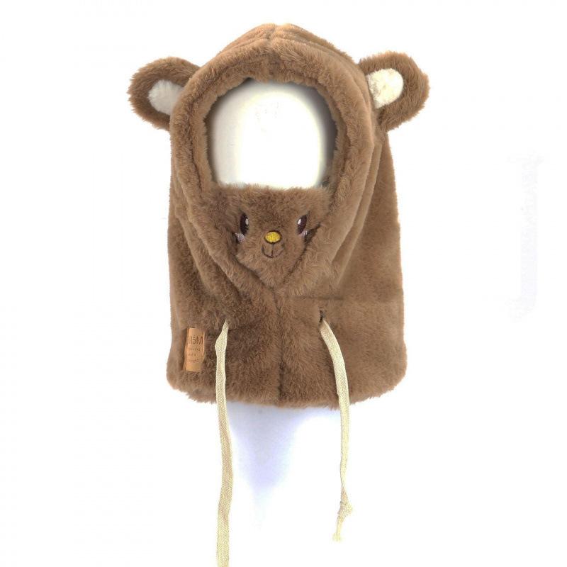 Hat female autumn and winter warm knitted wool snow hat cycling mother fashion ear protection headgear scarf integrated hat