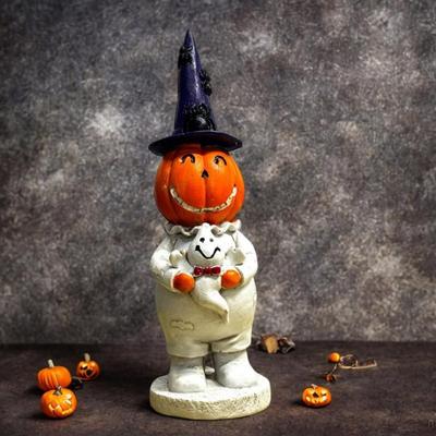 Dekoracja dyni na Halloween Straszny Człowiek Dynia z Kapeluszem Dekoracja Ducha do Domu Imprezy Ornament na Biurko