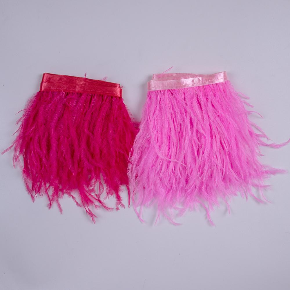 Straußenfeder-Besatz 8-10CM 10-15CM Rosa Federband-Fransen zum Nähen Hohe Qualität Federn Basteln Kostüme Partydekoration