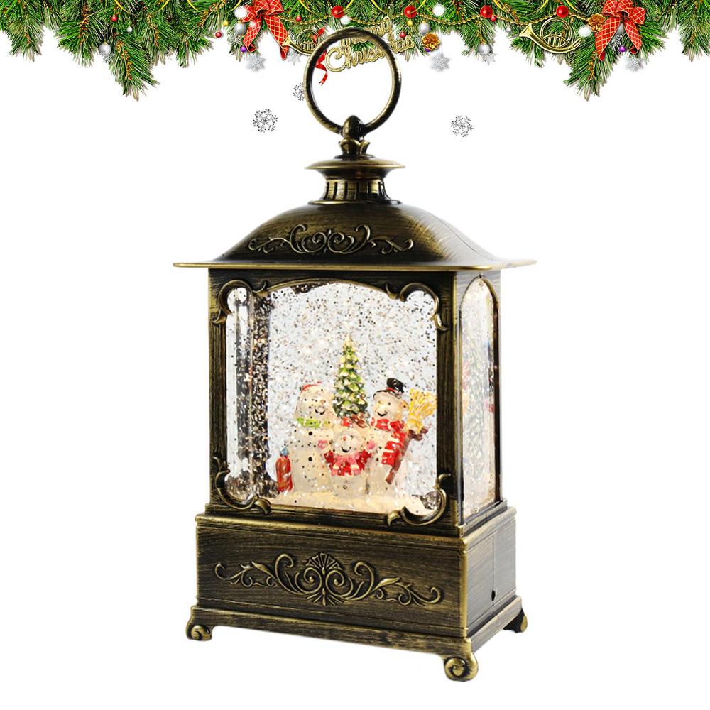 Christmas Snow Globe Lantern Santa Claus Snowman Lighted Snow Globe Christmas Decorations For Home Decor Indoor Desk Table Shelf