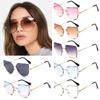 Fashion Eyewear Uv400 Women Metal Sunglasses Cat Eye Sunglasses Rimless Shades