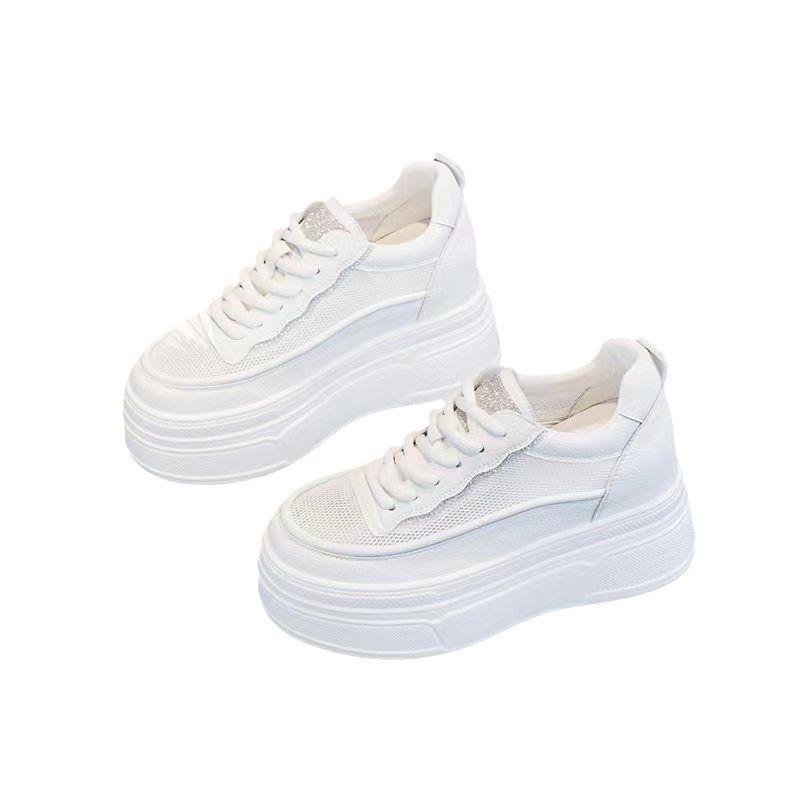 Autumn new muffin thick-soled inner height-increasing women's shoes fashionable mesh casual sports shoes breathable