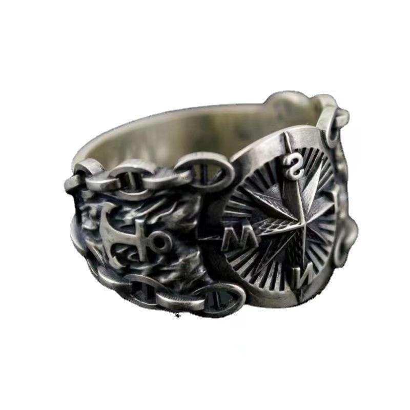 Men's Vintage Compass Hip Hop Punk Eight-Pointed Star Rings
