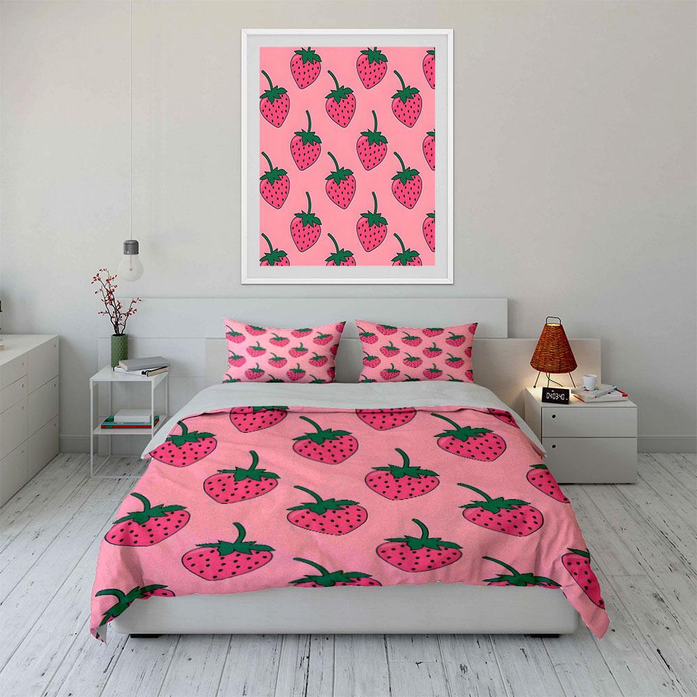 Strawberry Pattern Bedding Set Bedding Duvet Cover Set Duvet Cover Pillowcases (1 * Duvet Cover 2 * Pillowcases, without duvet insert)