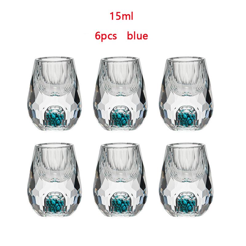 6pcs 15ml Liquor Crystal Glasses Set Vodka Shot Glass Wine Glasses Whiskey Spirits Sake Soju Brandy Tea Cup Diamond Cutting