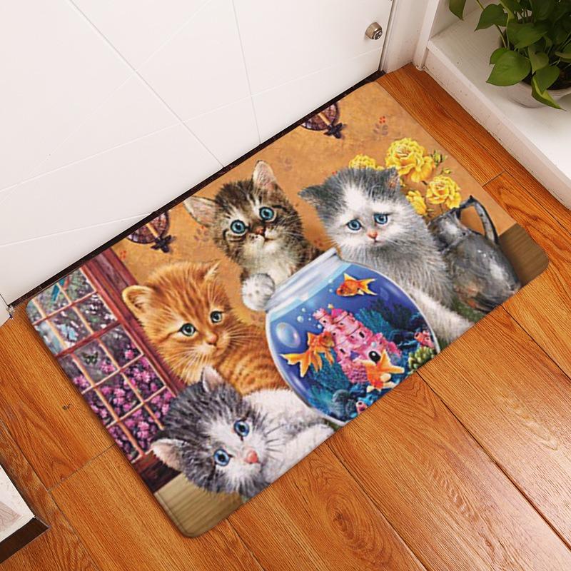 Cute Cat Rug Welcome Entry Mat Can Be Used for Bedrooms Kitchens Pets Dirt Resistant Durable Rugs Home Decoration Carpet Gift