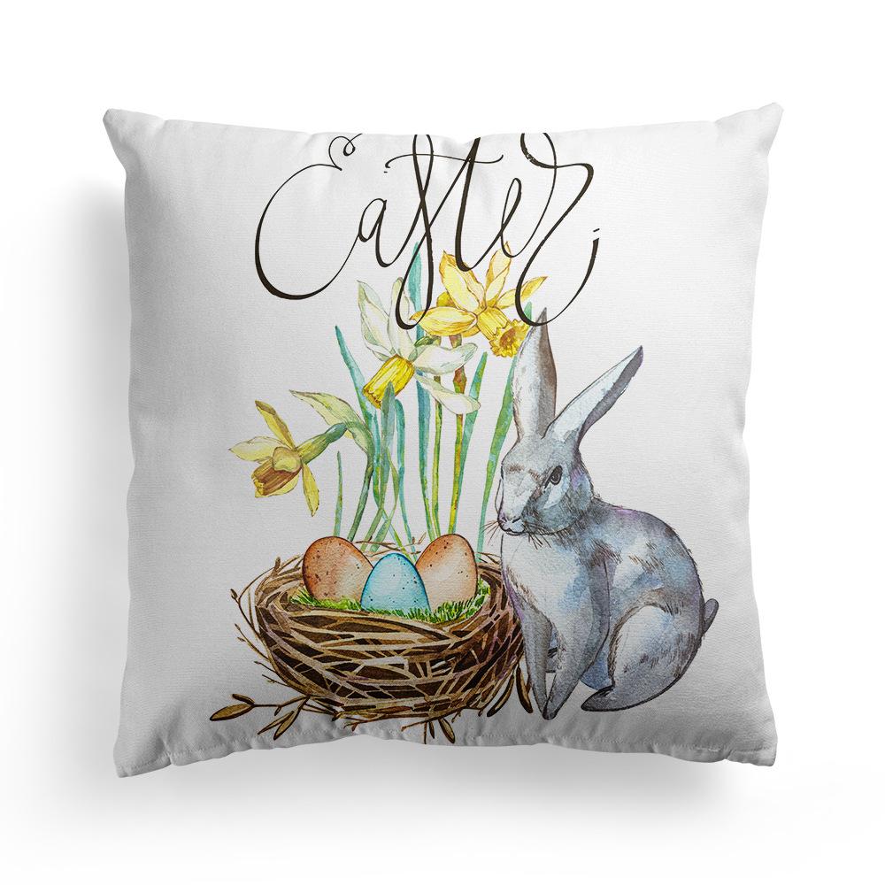 Easter Pillowcase Nordic Festival Rabbit Flowers Garland Home Peach Leather Velvet Pillow Cushion Cover