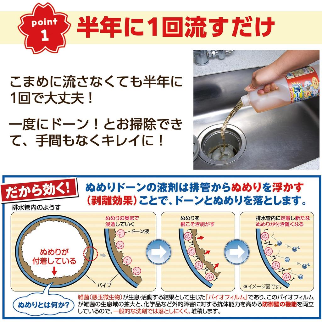 Comolife Bio Slime Dawn (1000ml) Drain Pipe Cleaner, Cleaning Detergent, Lasts for Approximately 1 Year