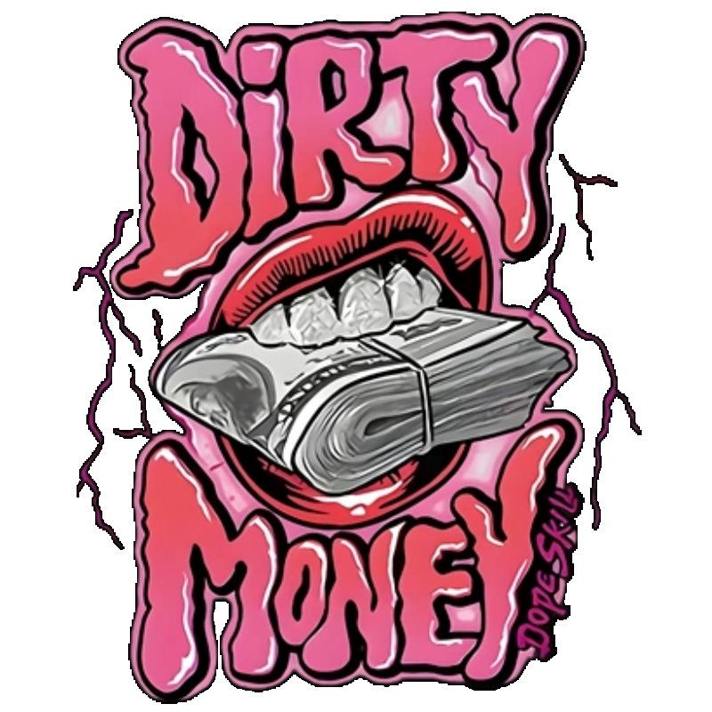 Women Casual T Shirt Black Dirty Money Graphic Print With Stack Of Cash And Mouth Design For Everyday Wear Street Style Fashion
